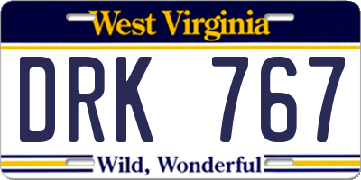 WV license plate DRK767
