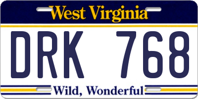 WV license plate DRK768