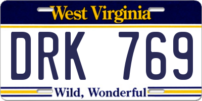 WV license plate DRK769