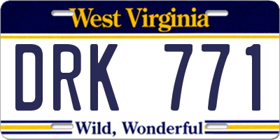 WV license plate DRK771