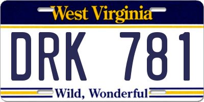 WV license plate DRK781