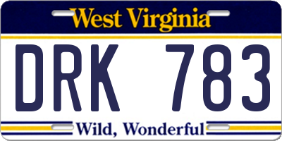WV license plate DRK783