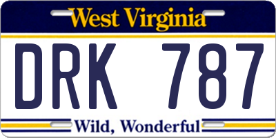 WV license plate DRK787