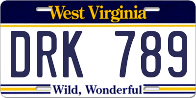 WV license plate DRK789