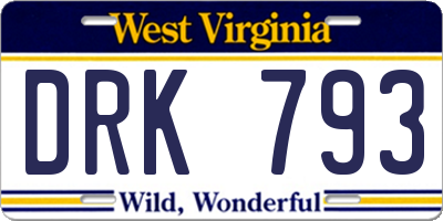 WV license plate DRK793