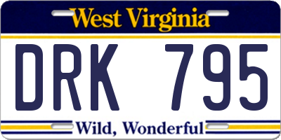 WV license plate DRK795