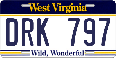 WV license plate DRK797