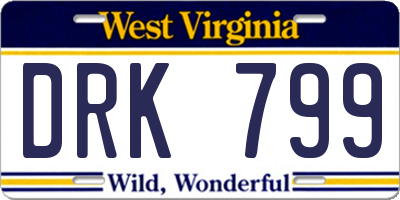 WV license plate DRK799