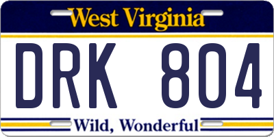WV license plate DRK804