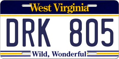 WV license plate DRK805