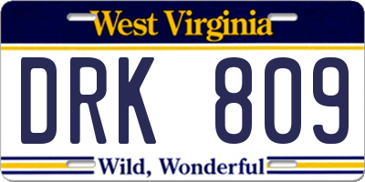 WV license plate DRK809