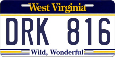 WV license plate DRK816