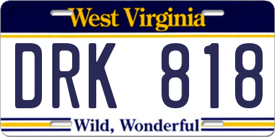 WV license plate DRK818