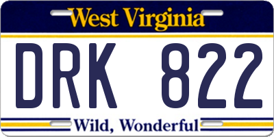 WV license plate DRK822