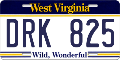 WV license plate DRK825