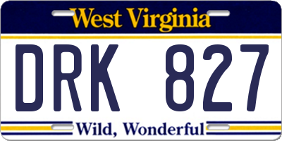 WV license plate DRK827