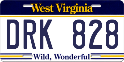 WV license plate DRK828