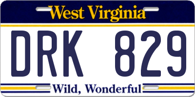 WV license plate DRK829