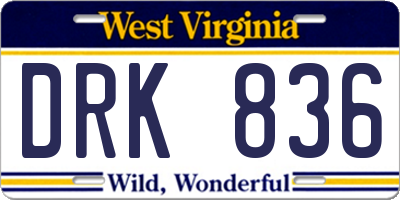 WV license plate DRK836