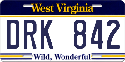 WV license plate DRK842