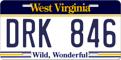 WV license plate DRK846