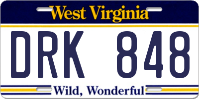 WV license plate DRK848