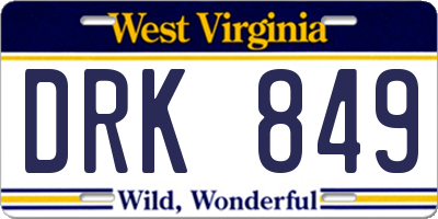 WV license plate DRK849