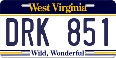 WV license plate DRK851
