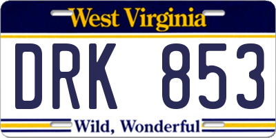 WV license plate DRK853