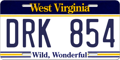 WV license plate DRK854