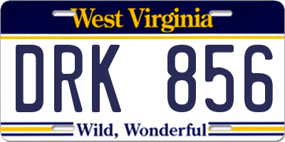 WV license plate DRK856