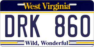 WV license plate DRK860