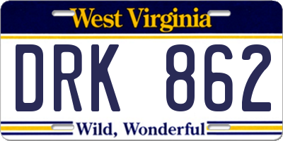 WV license plate DRK862