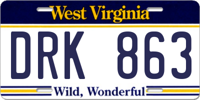 WV license plate DRK863