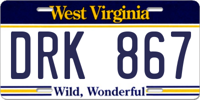 WV license plate DRK867