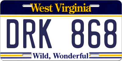 WV license plate DRK868