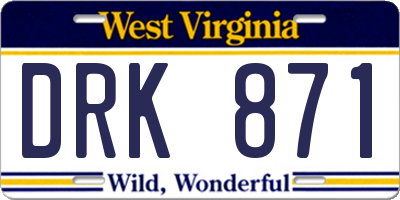 WV license plate DRK871