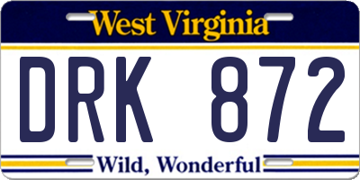 WV license plate DRK872