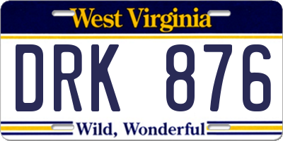 WV license plate DRK876