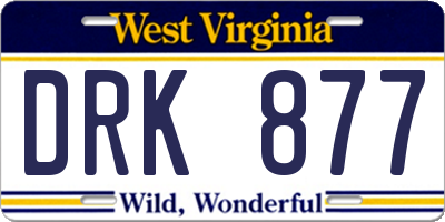 WV license plate DRK877
