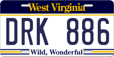 WV license plate DRK886