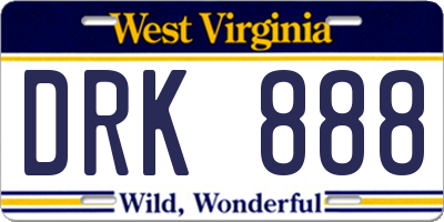 WV license plate DRK888