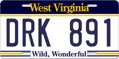 WV license plate DRK891