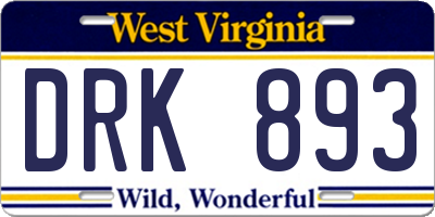 WV license plate DRK893