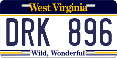 WV license plate DRK896