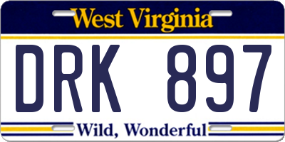 WV license plate DRK897
