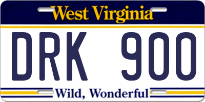 WV license plate DRK900