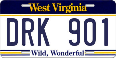 WV license plate DRK901