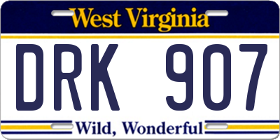 WV license plate DRK907
