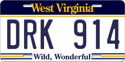 WV license plate DRK914